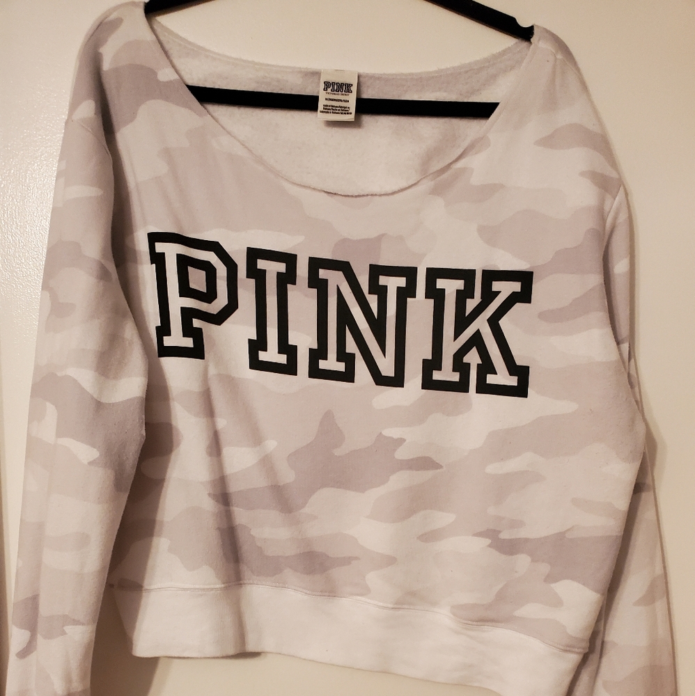 PINK Everyday open neck crew crop sweatshirt